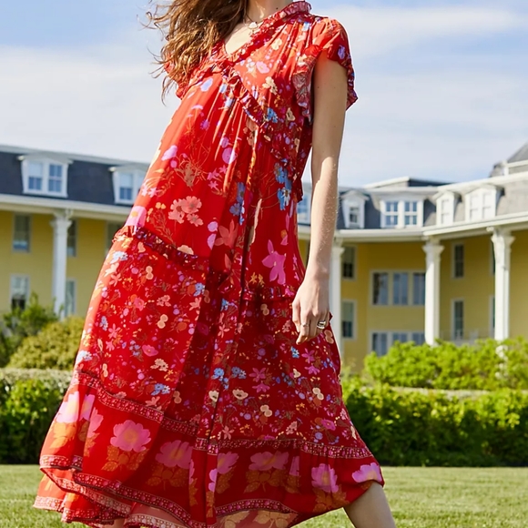 New Spell Designs Wild Bloom Gown FP Maxi Dress Free People XS Exclusive Midi - Picture 14 of 15